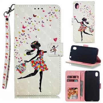 Flower Girl 3D Painted Leather Phone Wallet Case for Huawei Honor 8S(2019)