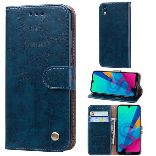 Luxury Retro Oil Wax PU Leather Wallet Phone Case for Huawei Honor 8S(2019) - Sapphire
