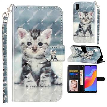 Kitten Cat 3D Leather Phone Holster Wallet Case for Huawei Honor 8S(2019)