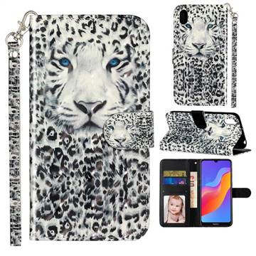 White Leopard 3D Leather Phone Holster Wallet Case for Huawei Honor 8S(2019)