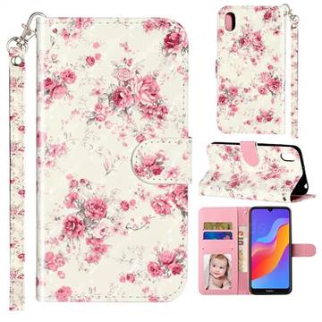 Rambler Rose Flower 3D Leather Phone Holster Wallet Case for Huawei Honor 8S(2019)