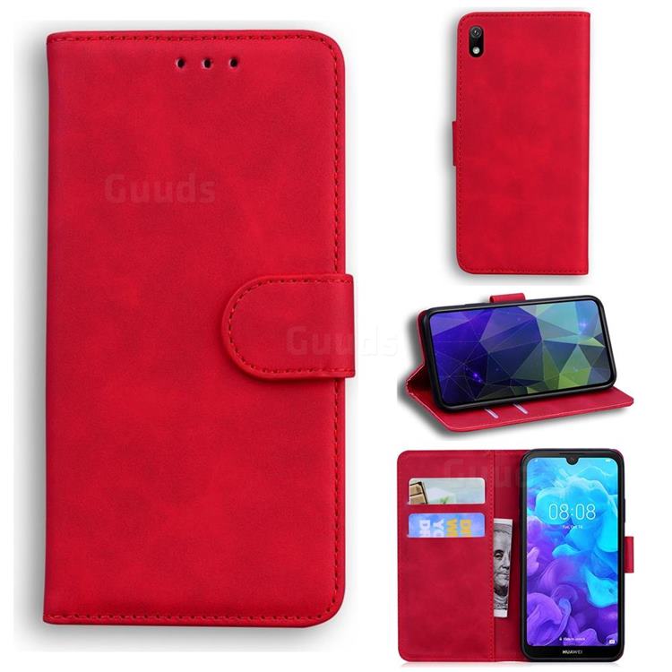 Retro Classic Skin Feel Leather Wallet Phone Case for Huawei Honor 8S(2019) - Red