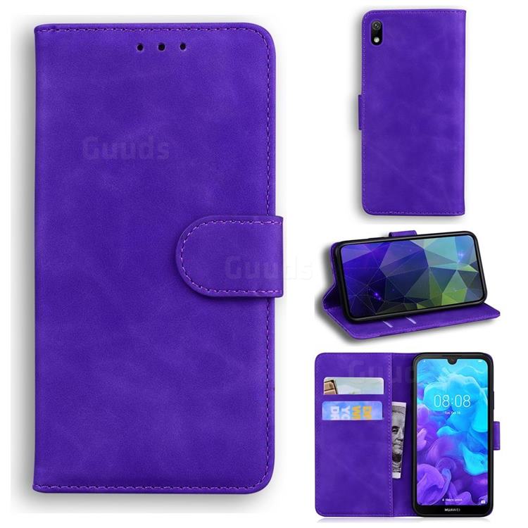 Retro Classic Skin Feel Leather Wallet Phone Case for Huawei Honor 8S(2019) - Purple