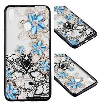 Lilac Lace Diamond Flower Soft TPU Back Cover for Huawei Honor 8X