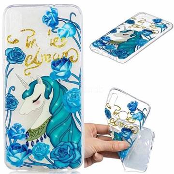 Blue Flower Unicorn Clear Varnish Soft Phone Back Cover for Huawei Honor 8X