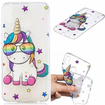 Glasses Unicorn Clear Varnish Soft Phone Back Cover for Huawei Honor 8X