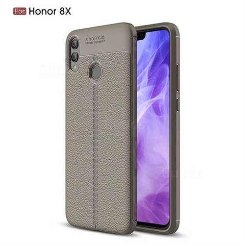Luxury Auto Focus Litchi Texture Silicone TPU Back Cover for Huawei Honor 8X - Gray