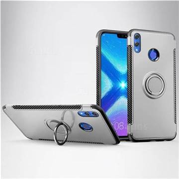 Armor Anti Drop Carbon PC + Silicon Invisible Ring Holder Phone Case for Huawei Honor 8X - Silver
