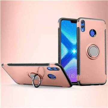 Armor Anti Drop Carbon PC + Silicon Invisible Ring Holder Phone Case for Huawei Honor 8X - Rose Gold