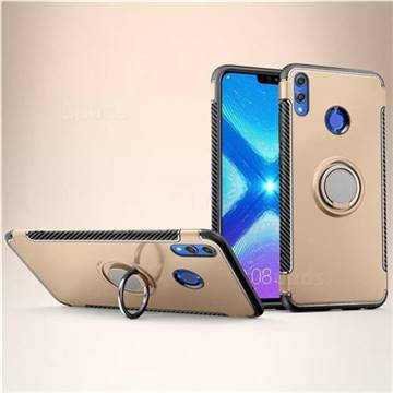 Armor Anti Drop Carbon PC + Silicon Invisible Ring Holder Phone Case for Huawei Honor 8X - Champagne