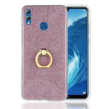 Luxury Soft TPU Glitter Back Ring Cover with 360 Rotate Finger Holder Buckle for Huawei Honor 8X - Pink