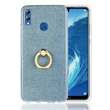 Luxury Soft TPU Glitter Back Ring Cover with 360 Rotate Finger Holder Buckle for Huawei Honor 8X - Blue