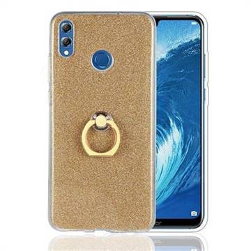 Luxury Soft TPU Glitter Back Ring Cover with 360 Rotate Finger Holder Buckle for Huawei Honor 8X - Golden