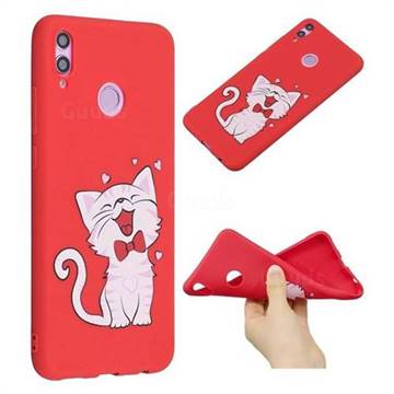Happy Bow Cat Anti-fall Frosted Relief Soft TPU Back Cover for Huawei Honor 8X