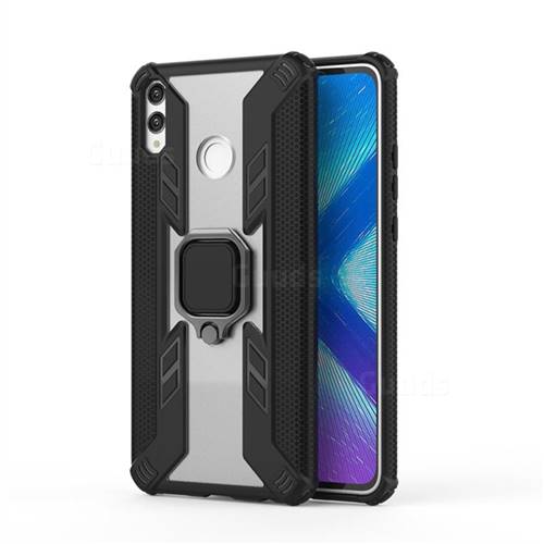 Predator Armor Metal Ring Grip Shockproof Dual Layer Rugged Hard Cover for Huawei Honor 8X - Black