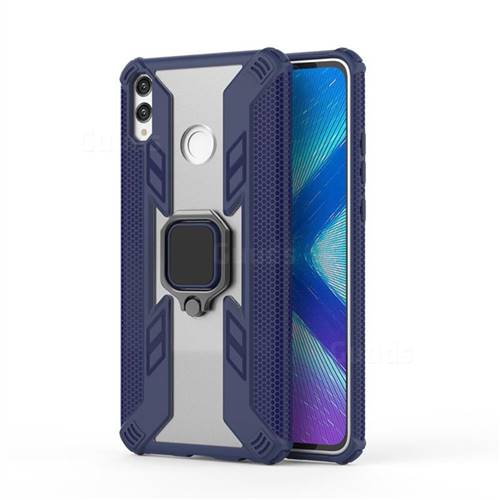 Predator Armor Metal Ring Grip Shockproof Dual Layer Rugged Hard Cover for Huawei Honor 8X - Blue