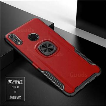 Knight Armor Anti Drop PC + Silicone Invisible Ring Holder Phone Cover for Huawei Honor 8X - Red