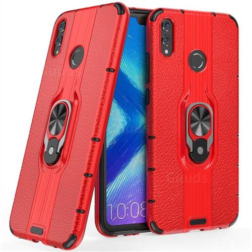 Alita Battle Angel Armor Metal Ring Grip Shockproof Dual Layer Rugged Hard Cover for Huawei Honor 8X - Red