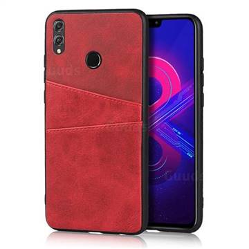 Simple Calf Card Slots Mobile Phone Back Cover for Huawei Honor 8X - Red