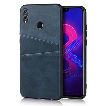 Simple Calf Card Slots Mobile Phone Back Cover for Huawei Honor 8X - Blue