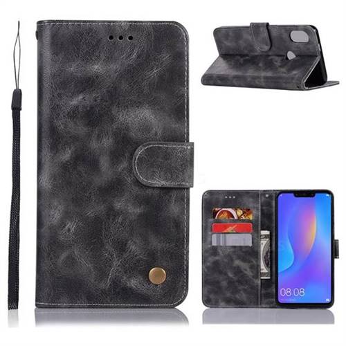 Luxury Retro Leather Wallet Case for Huawei Honor 8X - Gray