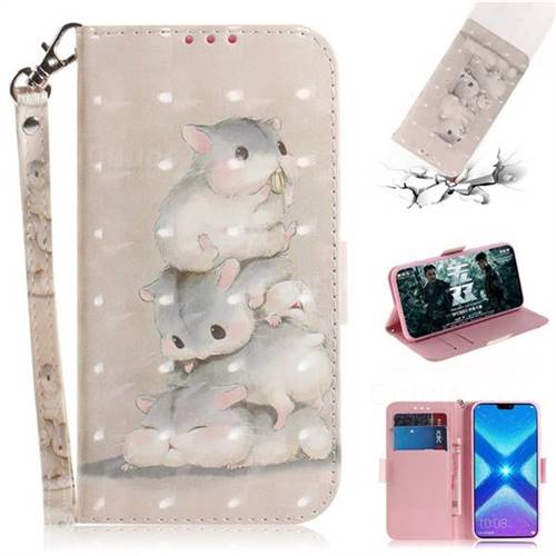 Three Squirrels 3D Painted Leather Wallet Phone Case for Huawei Honor 8X