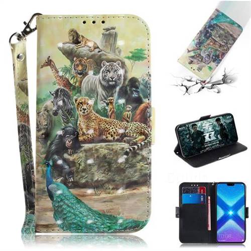 Beast Zoo 3D Painted Leather Wallet Phone Case for Huawei Honor 8X