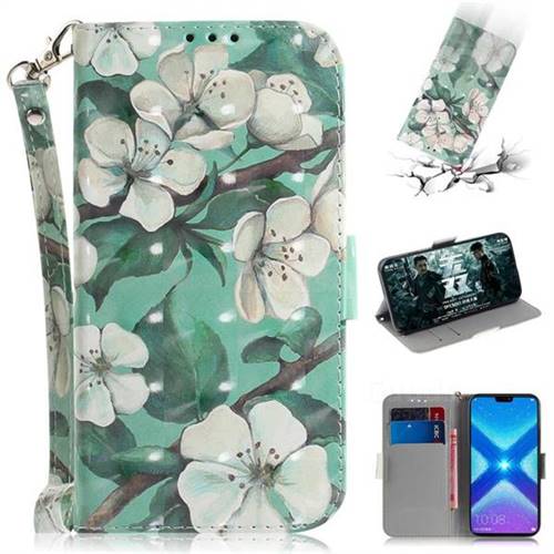 Watercolor Flower 3D Painted Leather Wallet Phone Case for Huawei Honor 8X