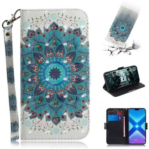 Peacock Mandala 3D Painted Leather Wallet Phone Case for Huawei Honor 8X