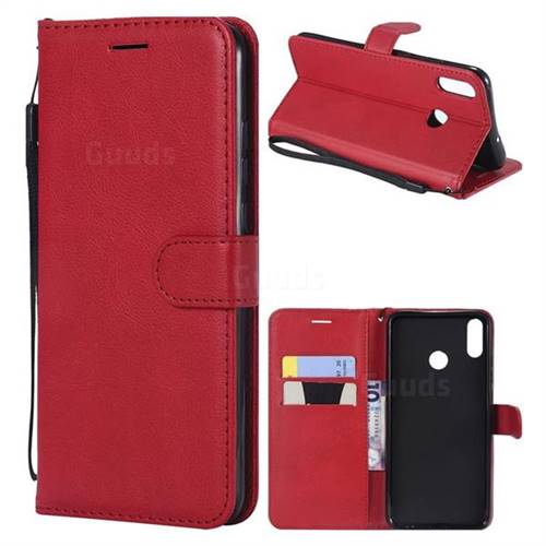 Retro Greek Classic Smooth PU Leather Wallet Phone Case for Huawei Honor 8X - Red