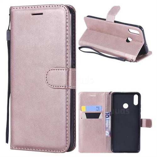 Retro Greek Classic Smooth PU Leather Wallet Phone Case for Huawei Honor 8X - Rose Gold