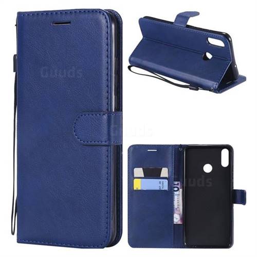 Retro Greek Classic Smooth PU Leather Wallet Phone Case for Huawei Honor 8X - Blue