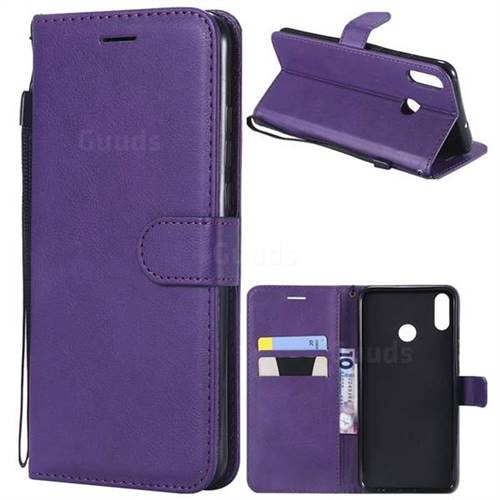 Retro Greek Classic Smooth PU Leather Wallet Phone Case for Huawei Honor 8X - Purple