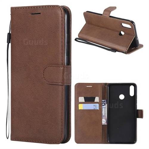 Retro Greek Classic Smooth PU Leather Wallet Phone Case for Huawei Honor 8X - Brown
