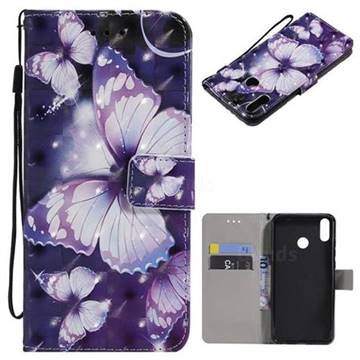 Violet butterfly 3D Painted Leather Wallet Case for Huawei Honor 8X