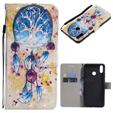 Blue Dream Catcher 3D Painted Leather Wallet Case for Huawei Honor 8X