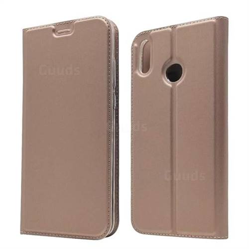 Ultra Slim Card Magnetic Automatic Suction Leather Wallet Case for Huawei Honor 8X - Rose Gold