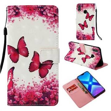 Rose Butterfly 3D Painted Leather Wallet Case for Huawei Honor 8X