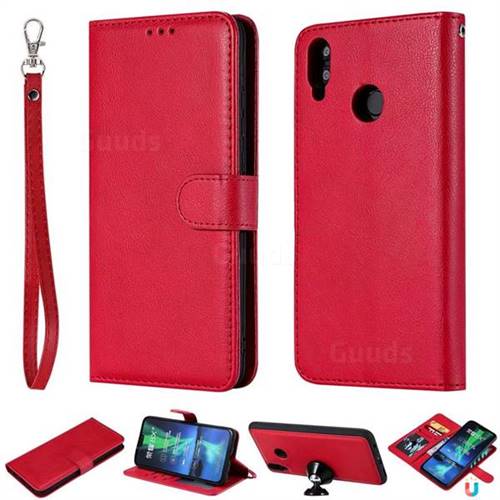Retro Greek Detachable Magnetic PU Leather Wallet Phone Case for Huawei Honor 8X - Red
