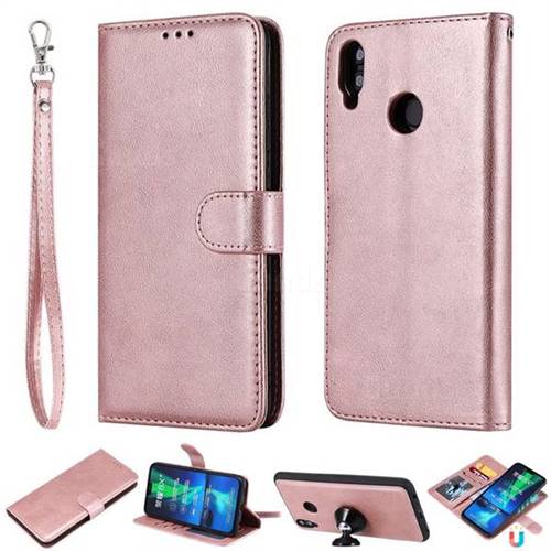 Retro Greek Detachable Magnetic PU Leather Wallet Phone Case for Huawei Honor 8X - Rose Gold