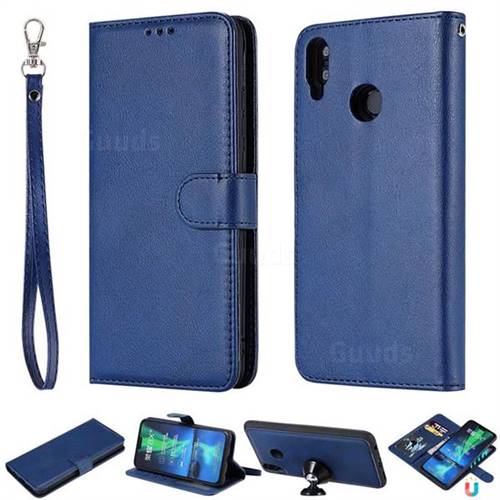Retro Greek Detachable Magnetic PU Leather Wallet Phone Case for Huawei Honor 8X - Blue