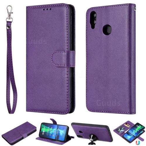 Retro Greek Detachable Magnetic PU Leather Wallet Phone Case for Huawei Honor 8X - Purple