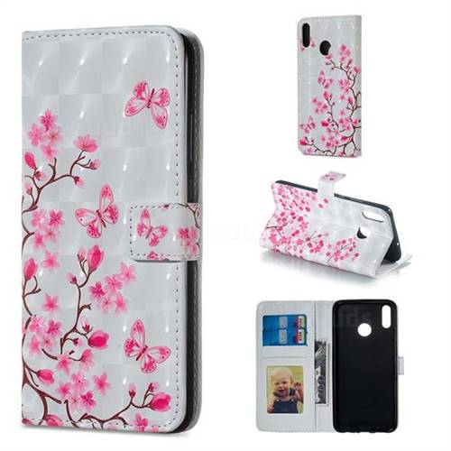 Butterfly Sakura Flower 3D Painted Leather Phone Wallet Case for Huawei Honor 8X