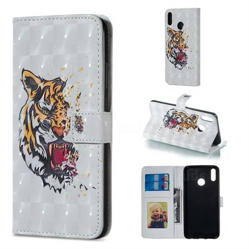Toothed Tiger 3D Painted Leather Phone Wallet Case for Huawei Honor 8X