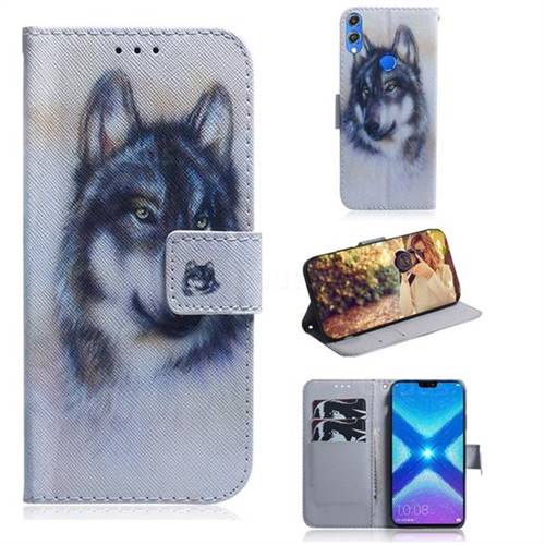 Snow Wolf PU Leather Wallet Case for Huawei Honor 8X