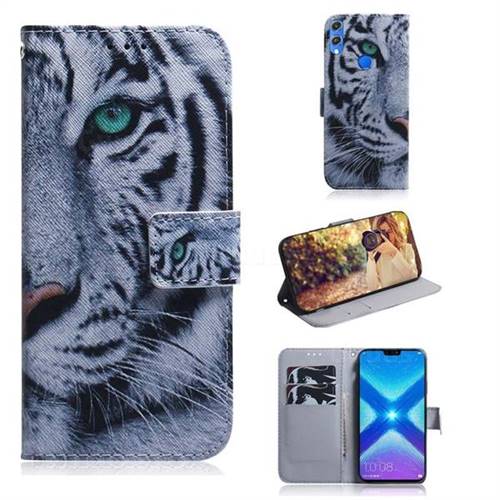 White Tiger PU Leather Wallet Case for Huawei Honor 8X