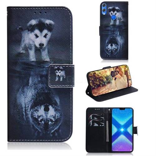 Wolf and Dog PU Leather Wallet Case for Huawei Honor 8X