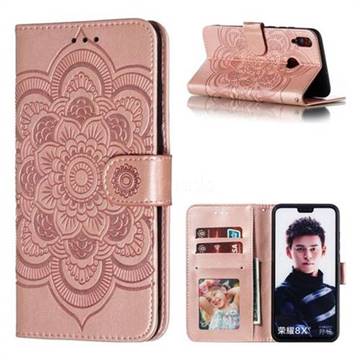 Intricate Embossing Datura Solar Leather Wallet Case for Huawei Honor 8X - Rose Gold