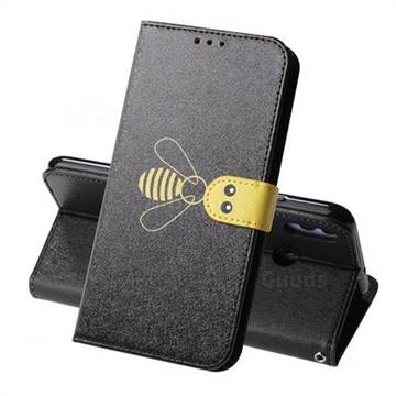 Silk Texture Bee Pattern Leather Phone Case for Huawei Honor 8X - Black