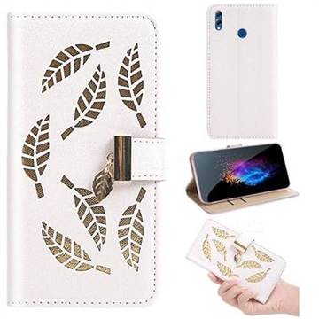 Hollow Leaves Phone Wallet Case for Huawei Honor 8X - Creamy White